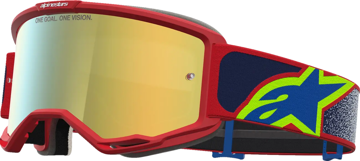 Alpinestars Crossbril Vision 5 Drag Fire Red Blue Mirror-Gold