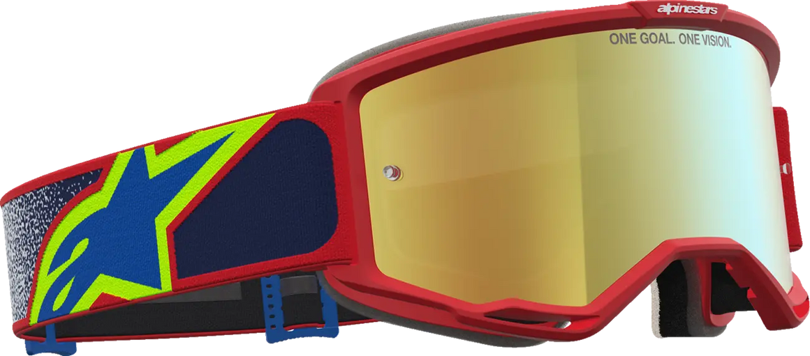 Alpinestars Crossbril Vision 5 Drag Fire Red Blue Mirror-Gold