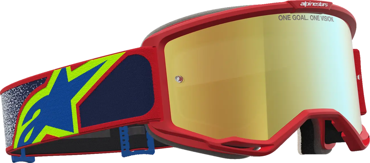 Alpinestars Crossbril Vision 5 Drag Fire Red Blue Mirror-Gold