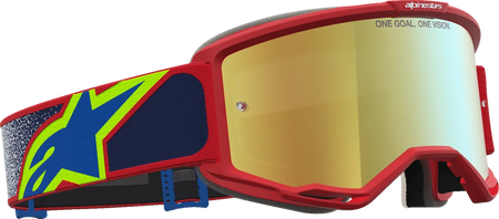 Alpinestars Crossbril Vision 5 Drag Fire Red Blue Mirror-Gold
