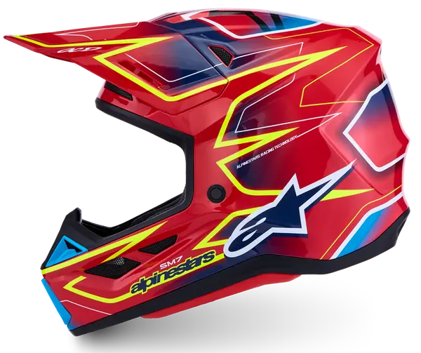 Alpinestars Helm SM7 CAST Rood/Geel/Blauw