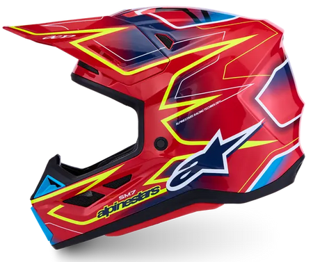 Alpinestars Helm SM7 CAST Rood/Geel/Blauw