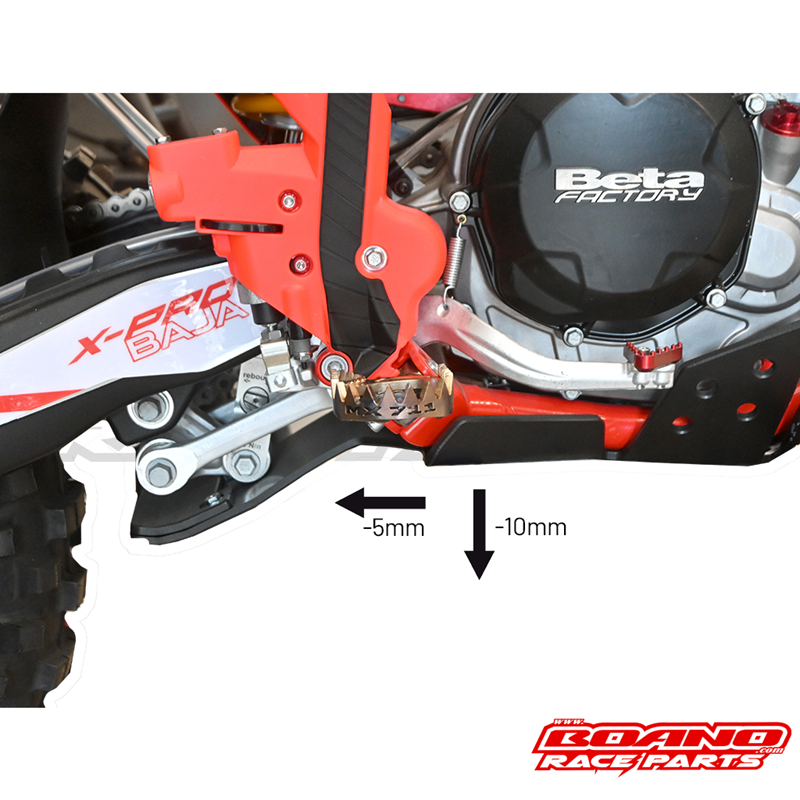 BOANO Supergrip voetsteunen RVS, 10 mm lager en 5 mm naar achteren - Beta RR 2T/4T (2020-2026)