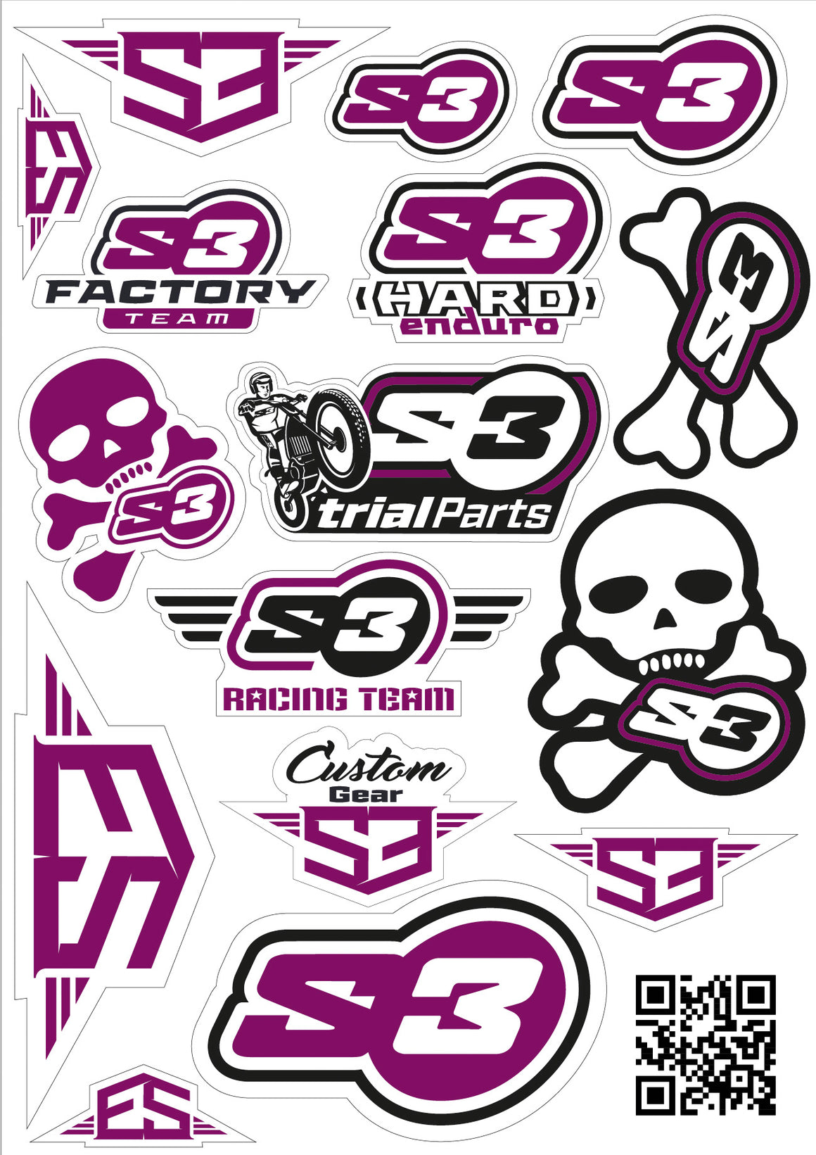 S3 Parts LOGO STICKERS S3 PURPLE
