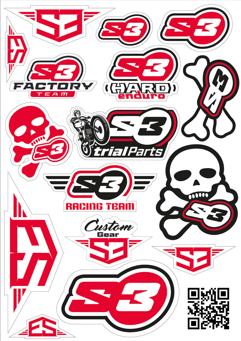 S3 Parts LOGO STICKERS S3 RED