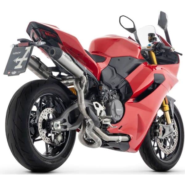 Ducati | Panigale V2 / V2S | 2025 | Round-Sil Titan-Rennschalldämpfer (rechts &amp; links) mit Vergaser-Endkappe