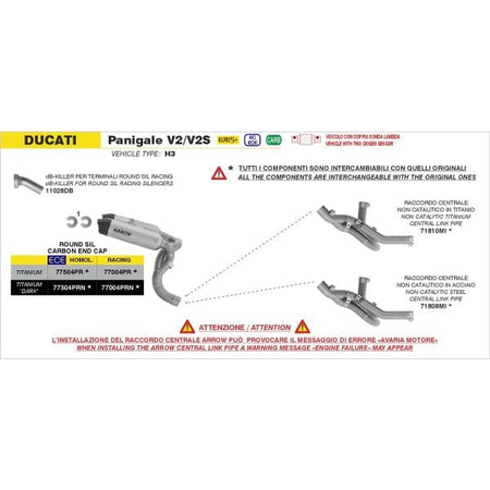 Arrow Ducati Panigale V2 / V2S 2025 – Round-Sil titanium racing silencers (right & left) with carby end cap | Femon Parts