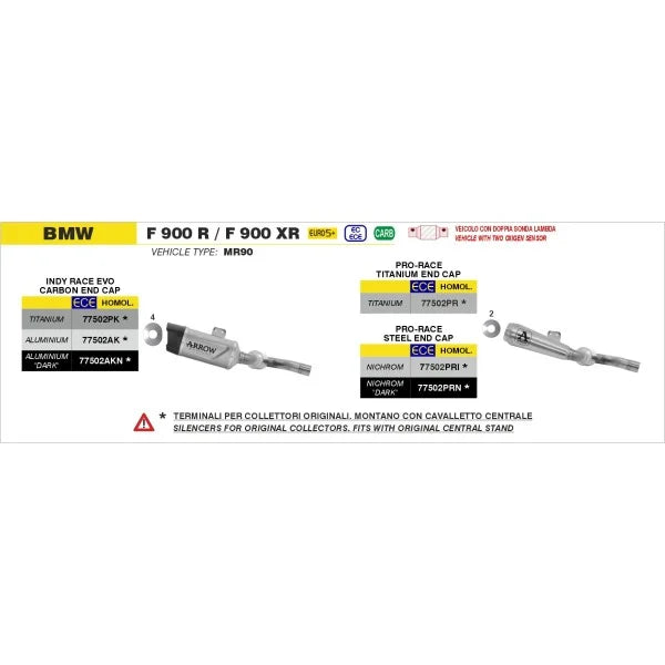 Arrow BMW F 900 R / F 900 XR 2025 – Indy Race EVO aluminium silencer with carby end cap | Femon Parts
