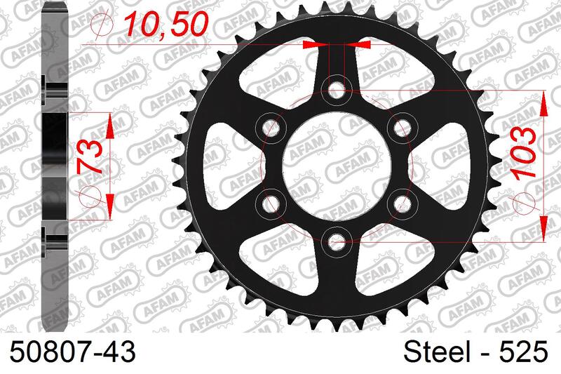 AFAM Achtertandwiel Staal 525 Standaard - 50807