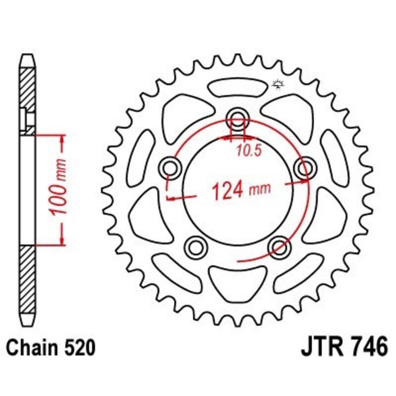 JT Sprockets Steel Rear Sprocket JTR746 - 520
