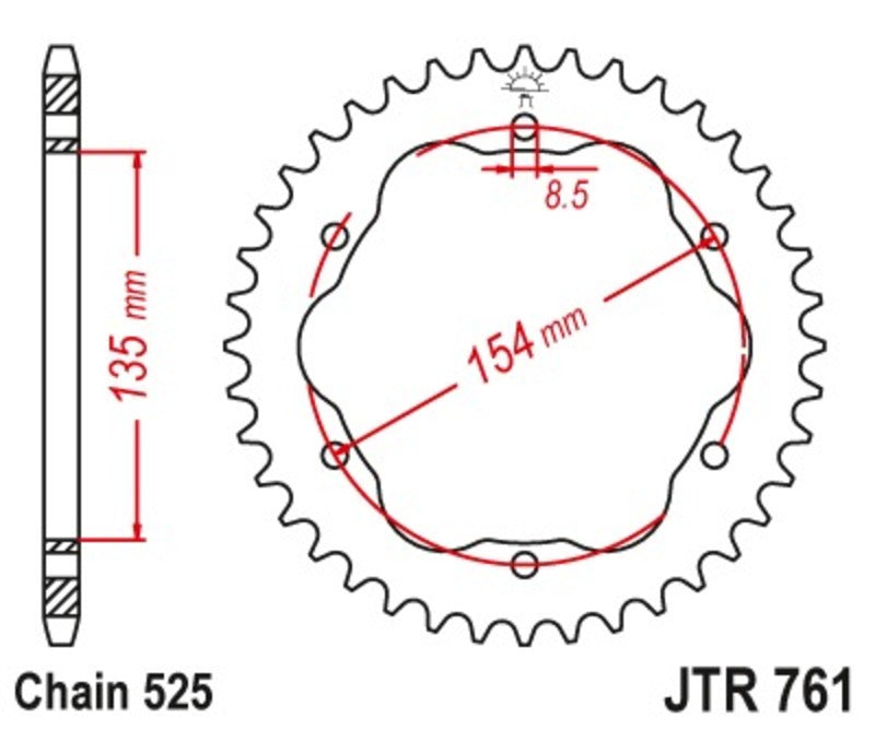 JT Sprockets Alu Ultra-Light Rear Sprocket JTR761 - 525