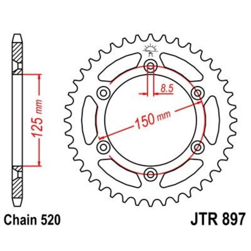 JT Sprockets Steel Rear Sprocket JTR897 - 520