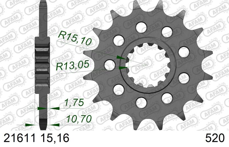 AFAM Front Sprocket Steel 520 Standard - 21611