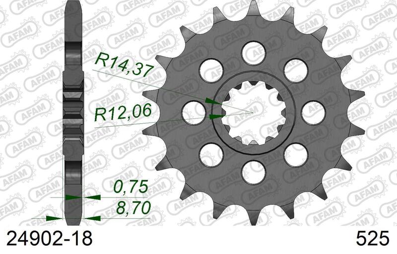 AFAM Front Sprocket Steel 525 Standard - 24902