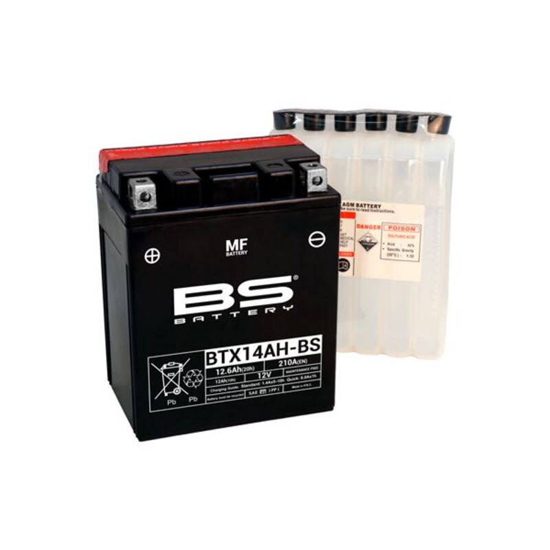 BS BATTERY Wartungsfreie Batterie mit Säurepaket - BTX14AH-BS