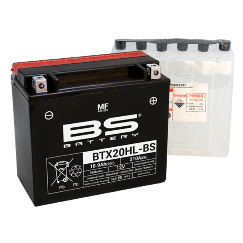 BS BATTERY Wartungsfreie Batterie mit Säurepaket - BTX20HL-BS