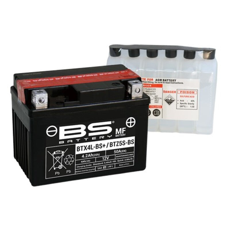 BS BATTERY Wartungsfreie Batterie mit Säurepaket - BTX4L-BS+ / BTZ5S-BS
