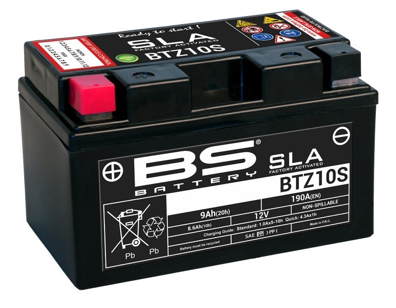 BS BATTERY SLA-Batterie, wartungsfrei, werkseitig aktiviert - BTZ10S