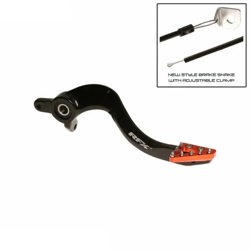 RFX Pro ST Rear Brake Lever (Hard Anodised Black/Orange) - KTM SX/SX-F 125-525