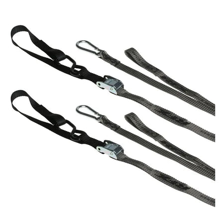 RFX Race Series 1.0 Tie Downs (Grey/Black) with extra loop & carabiner clip | Femon Parts