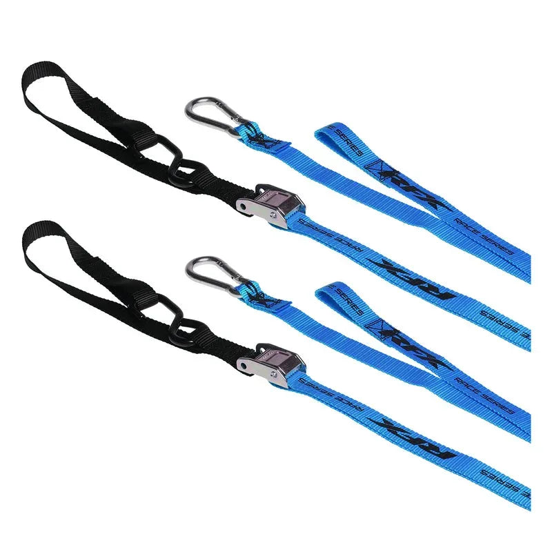 RFX Race Series 1.0 Tie Downs (Blue/Black) with extra loop & carabiner clip | Femon Parts
