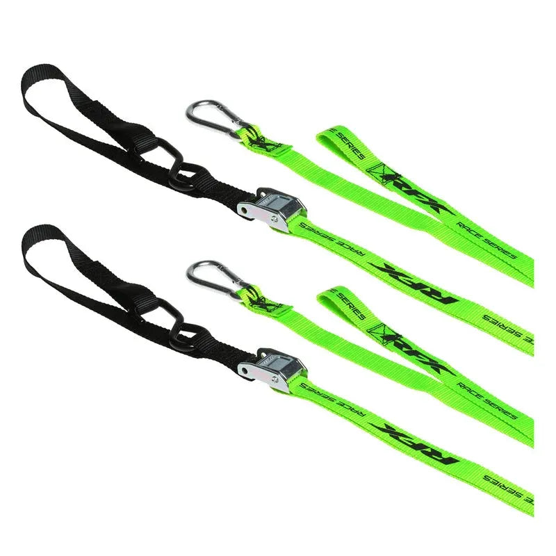 RFX Race Series 1.0 Tie Downs (Hi-Viz/Black) With Extra Loop & Carabiner Clip | Femon Parts