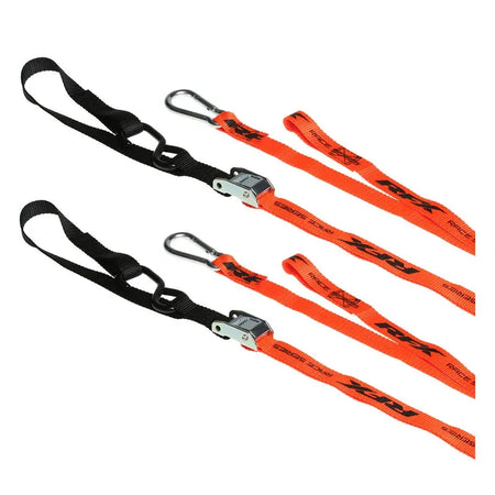 RFX Race Series 1.0 Tie Downs (Orange/Black) With Extra Loop & Carabiner Clip | Femon Parts