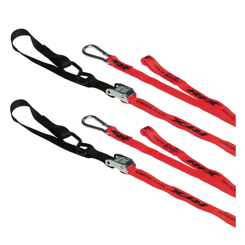 RFX Race Series 1.0 Tie Downs (Red/Black) with extra loop & carabiner clip | Femon Parts