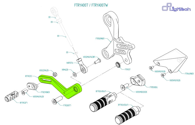 LIGHTECH Gear Lever Assembly for Rear Sets FTRYA007 / FTRYA007W