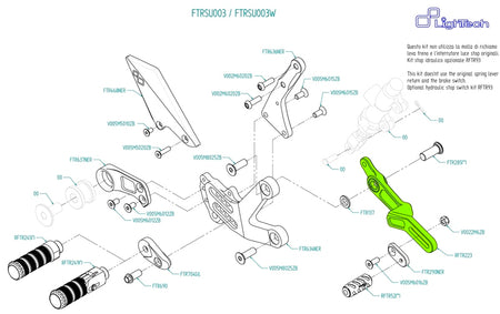 LighTech Brake Lever Assembly for Rear Sets FTRSU003 / FTRSU003W