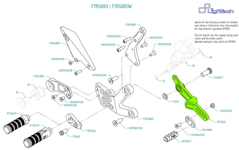 LighTech Brake Lever Assembly for Rear Sets FTRSU003 / FTRSU003W