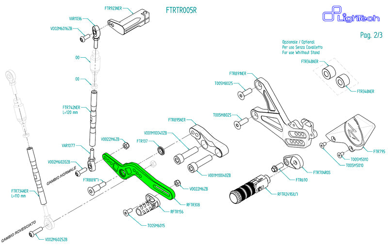 LIGHTECH Gear Lever Assembly for Rear Sets FTRTR005R