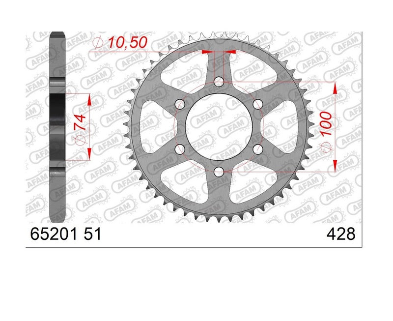 AFAM Achtertandwiel Aluminium 428 Hard geanodiseerd - 65201