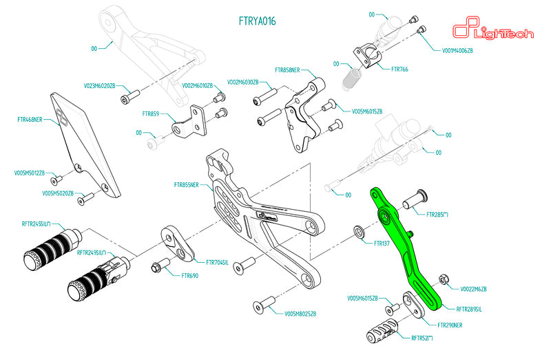 LighTech Brake Lever Assembly for Rear Sets FTRYA016