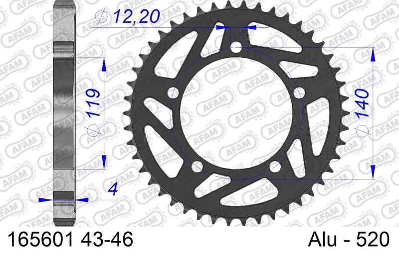 AFAM Achtertandwiel Aluminium 520 - 165601