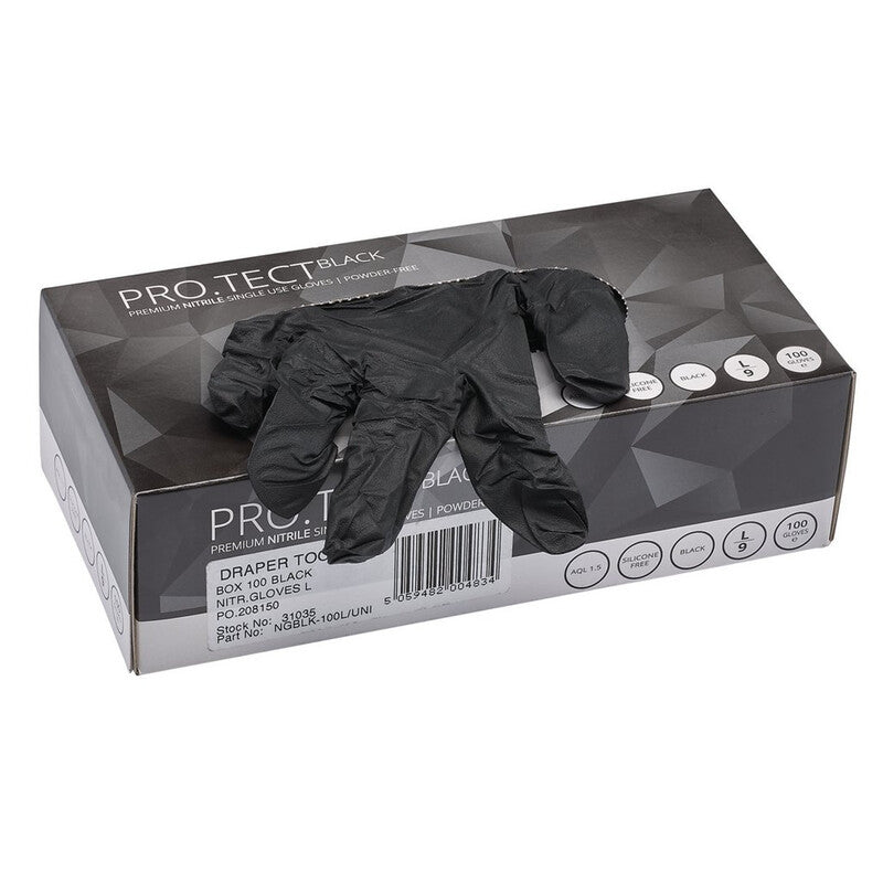DRAPR GLOVES 100 BLACK NITRIL