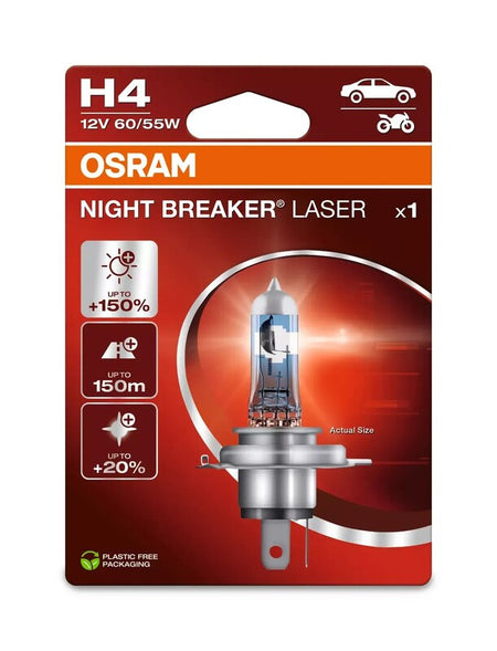 OSRAM H4 Night Breaker Laser Light Lamp 12V 60/55W P43t-38