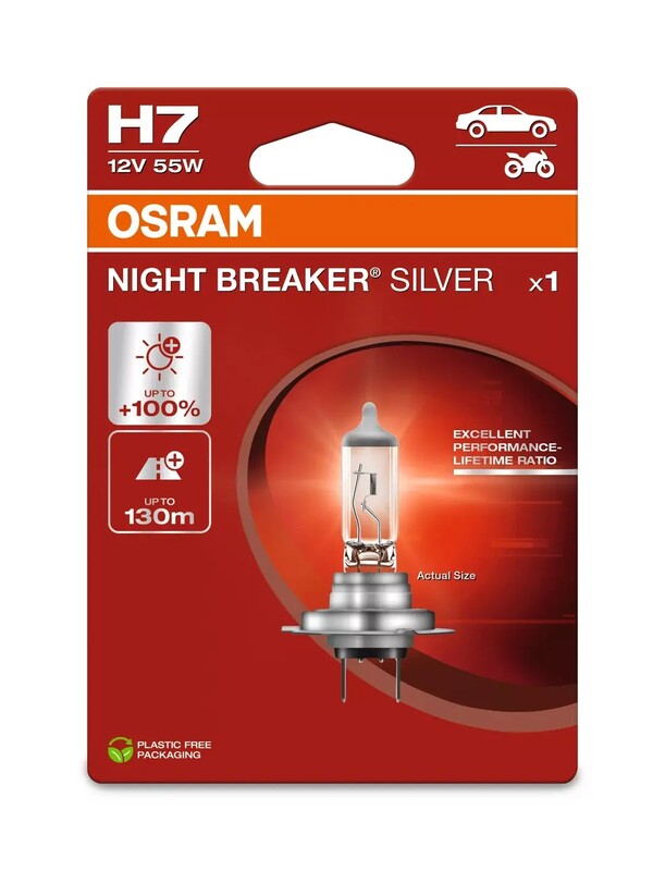 OSRAM H7 Night Breaker Silver Laser Light Lamp 12V 60/55W PX26d