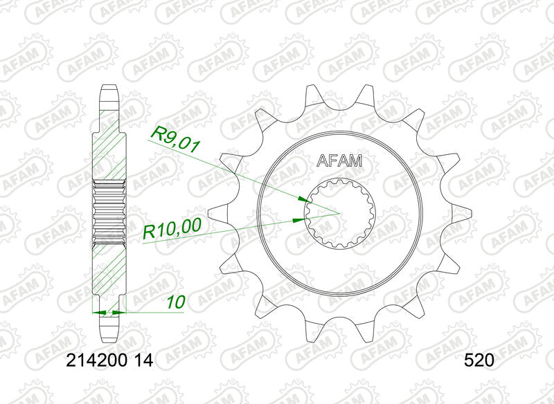 AFAM Voortandwiel Staal 520 - 214200