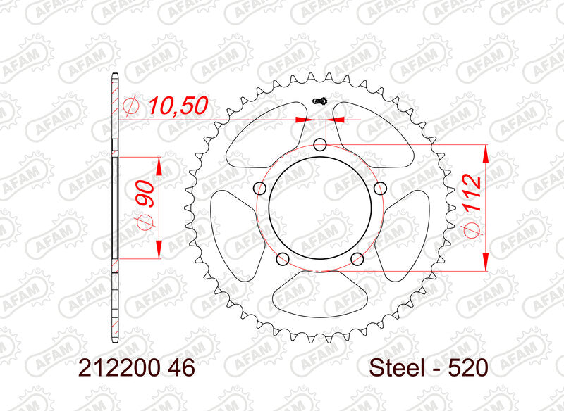 AFAM Achtertandwiel Staal 520 - 212200