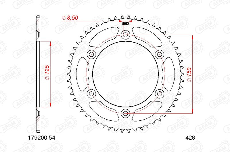 AFAM RR SPROC 428 STEEL ST 179200