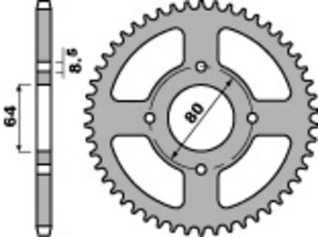EK kettingkit 420 SH 13/37 – 80 schakels, PBR stalen achtertandwiel