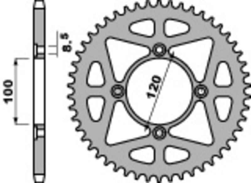 EK kettingkit 428 ZVX 14/54 – 136 schakels, PBR stalen achtertandwiel