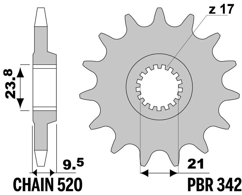 EK kettingkit 520 MRD7 13/48 – 116 schakels, PBR aluminium achtertandwiel – art. 3065486