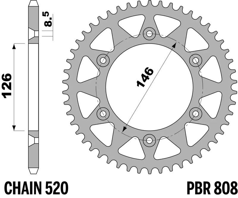 EK kettingkit 520 MRD7 13/50 – 114 schakels, PBR stalen achtertandwiel – art. 3065535