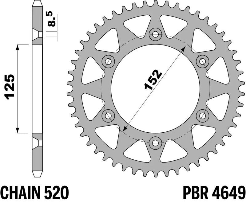 EK kettingkit 520 SRX2 13/49 – 114 schakels, PBR aluminium achtertandwiel – art. 3065641