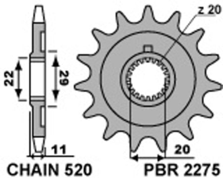 EK kettingkit 520 SRX2 13/49 – 114 schakels, PBR stalen achtertandwiel – art. 3065719