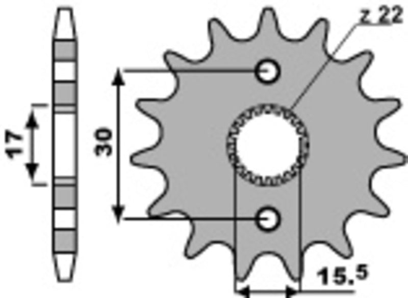 EK kettingkit 420 SH 15/56 – 124 schakels, PBR stalen achtertandwiel