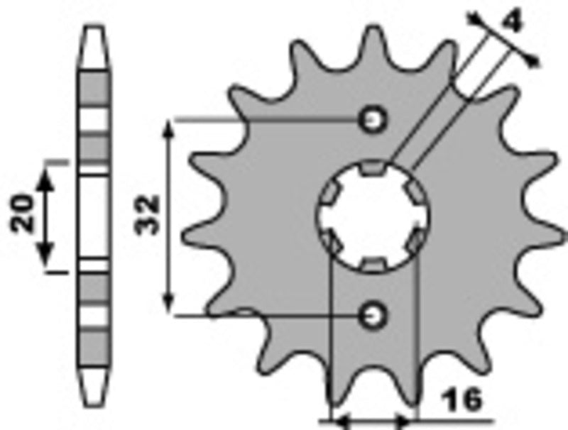 EK kettingkit 428 ZVX 14/53 – 132 schakels, PBR stalen achtertandwiel