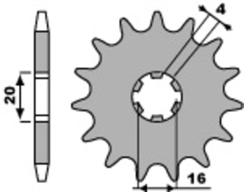 EK kettingkit 420 SH 13/44 – 108 schakels, PBR stalen achtertandwiel
